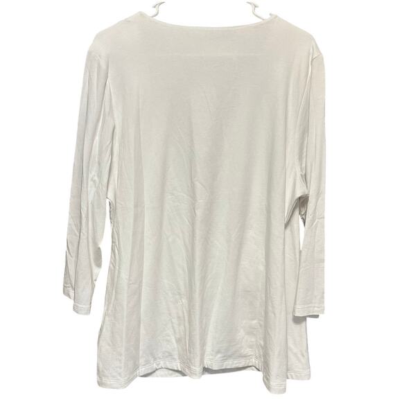 Soft Surroundings Alyssa Knit White Cotton Blend Wrap Top Size 1x - Picture 2 of 7